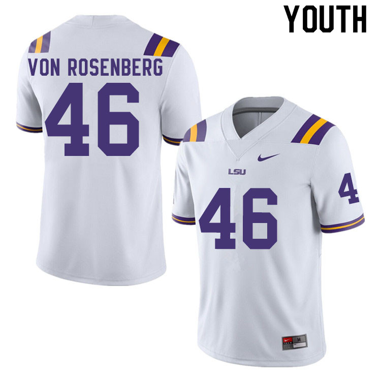 Youth #46 Zach Von Rosenberg LSU Tigers College Football Jerseys Sale-White - Click Image to Close